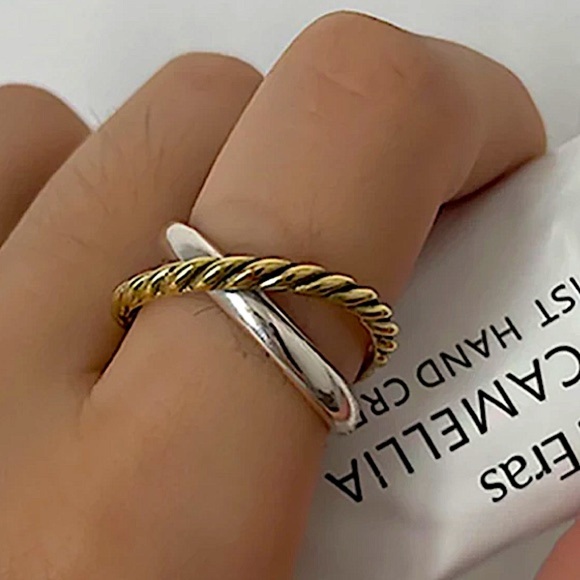 STERLING SILVER FACE RING BUNDLE TWO TONE - Picture 2 of 6